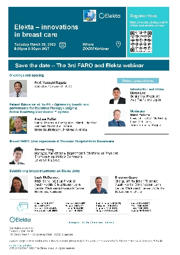 The 3rd FARO Elekta Webinar: Elekta - Innovations in breast care