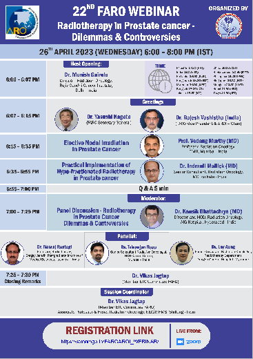 The 22nd FARO Webinar: Radiotherapy in Prostate Cancer - Dilemmas & Controversies