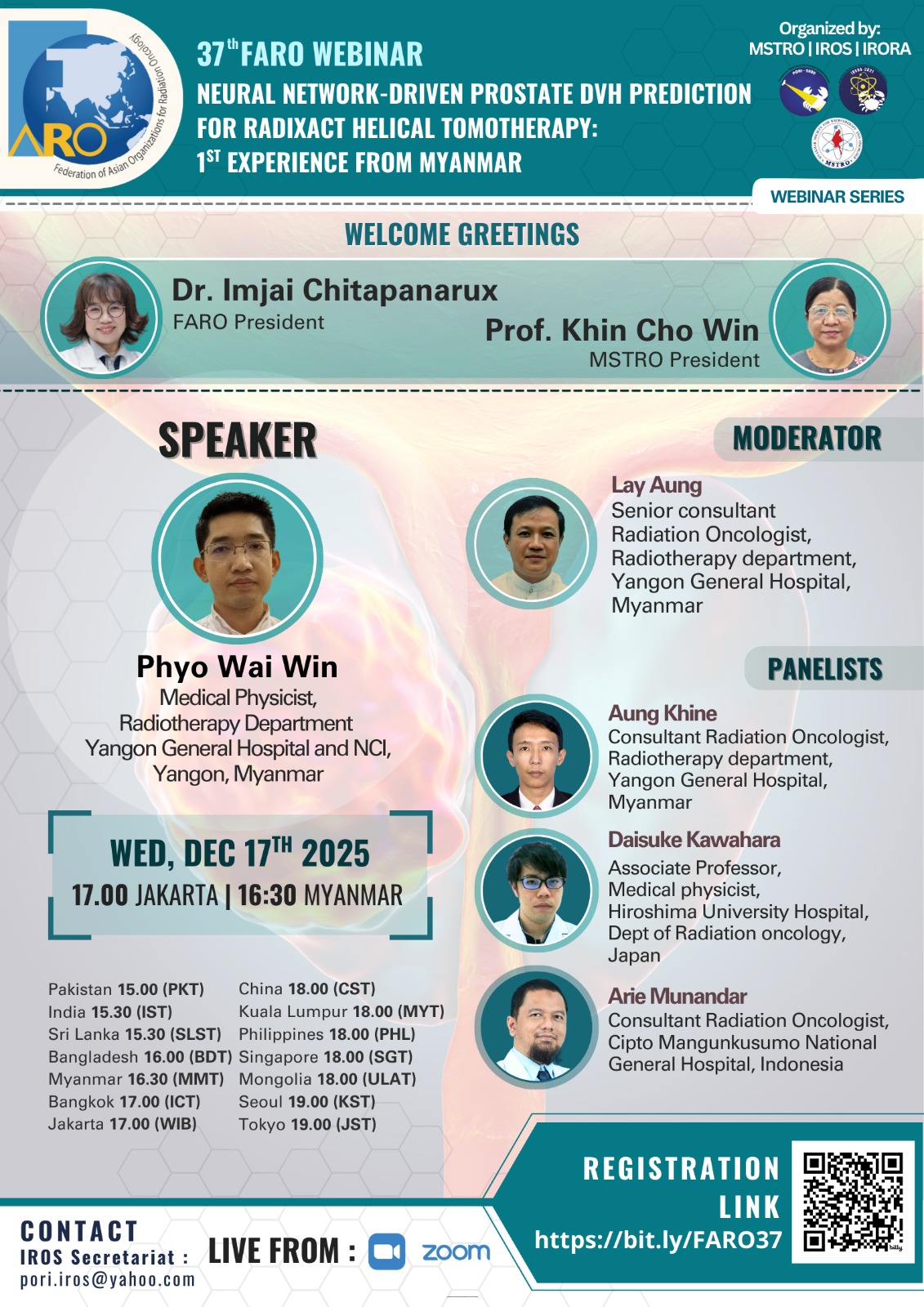 The 37th FARO Webinar: Neural Network-Driven Prostate DVH Prediction for Radixact Helical Tomotherapy: 1st experience from Myanmar
