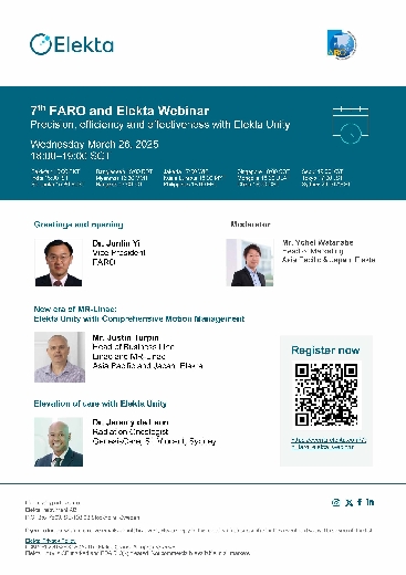 The 7th FARO and Elekta webinar: Enhancing precision and productivity with Elekta Unity